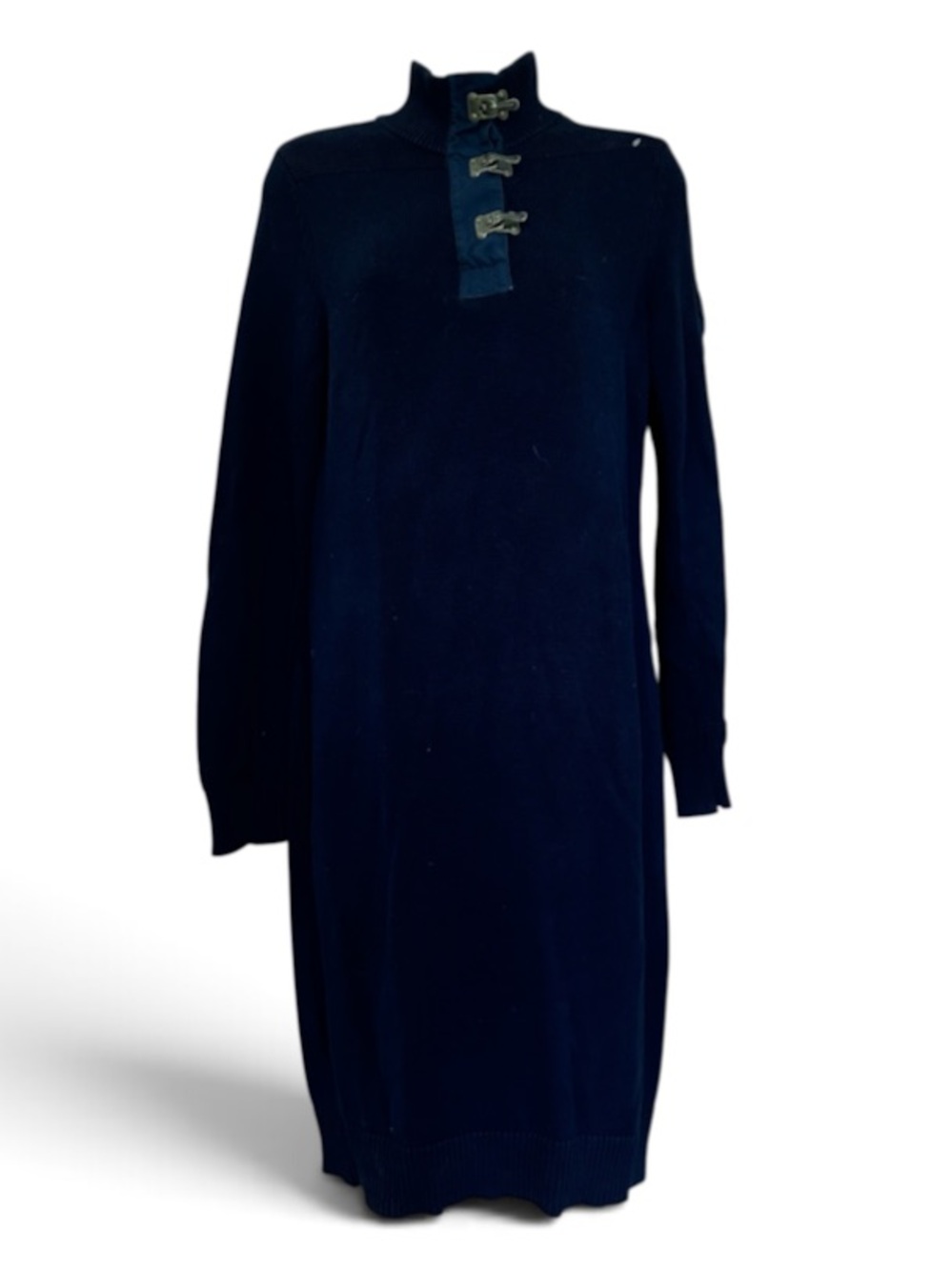 Lauren Jeans Co Navy Blue Button-Trim Rib-Knit Sweater Dress - Picture 10 of 10